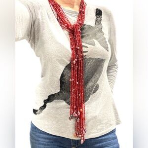 24” Long glass beads scarf chain of necklace MUST SEE!